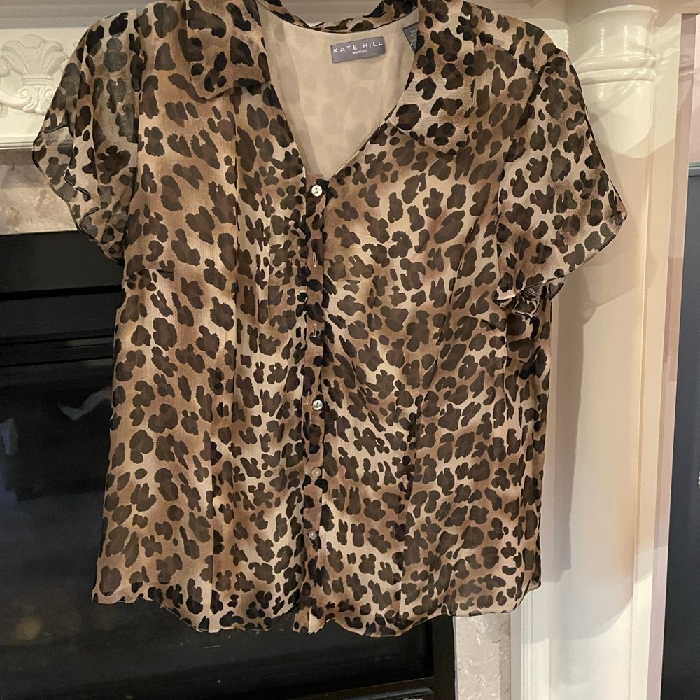 Beautiful silk leopard blouse. Never worn